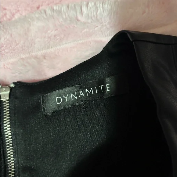 Dynamite Black Faux Leather Mini Dress side zipper #punk - Picture 8 of 12